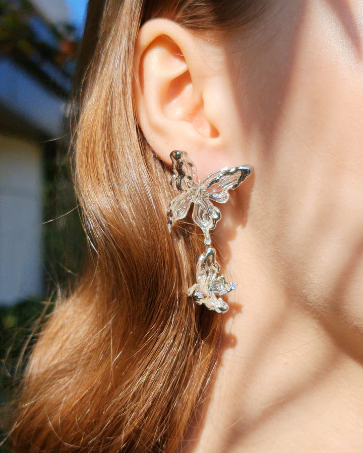 Crystal Butterfly Earrings - Nikaneko