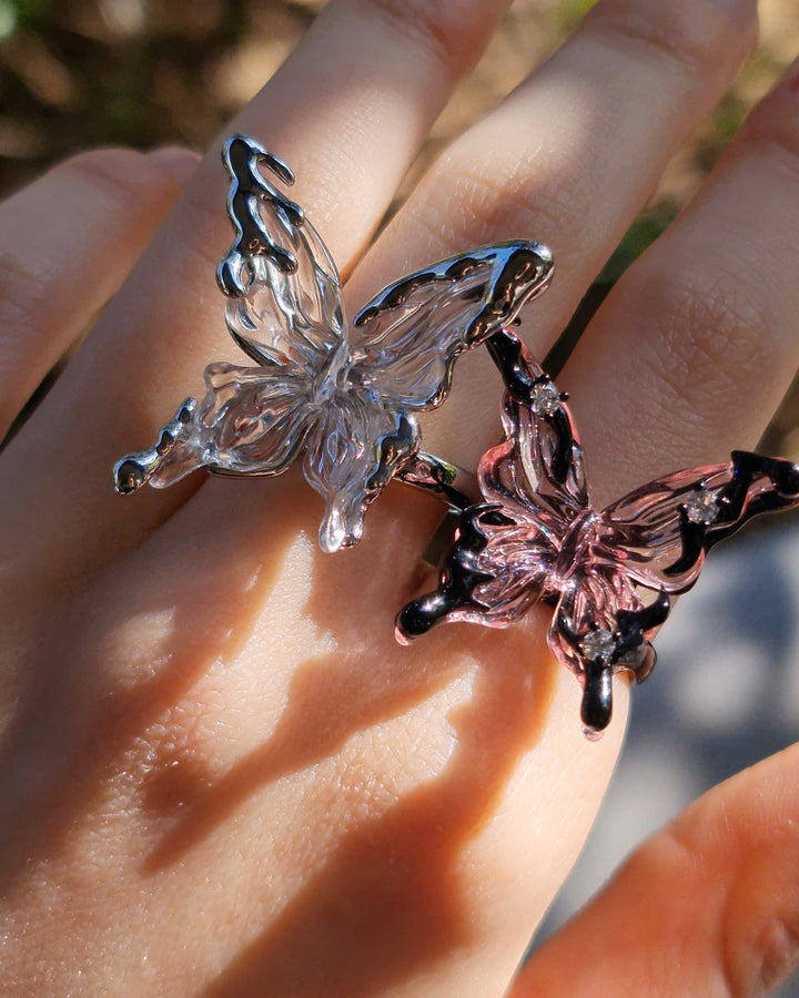 Crystal Butterfly Ring Pink - Nikaneko