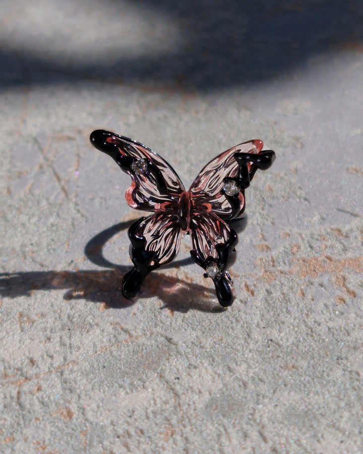 Crystal Butterfly Ring Pink - Nikaneko