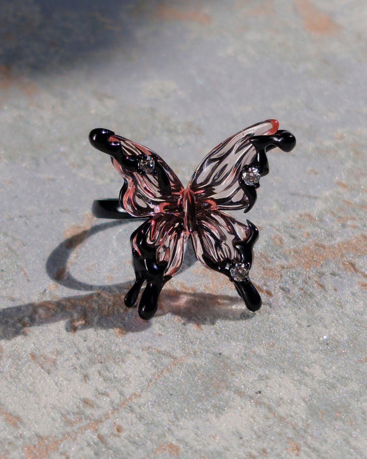 Crystal Butterfly Ring Pink - Nikaneko