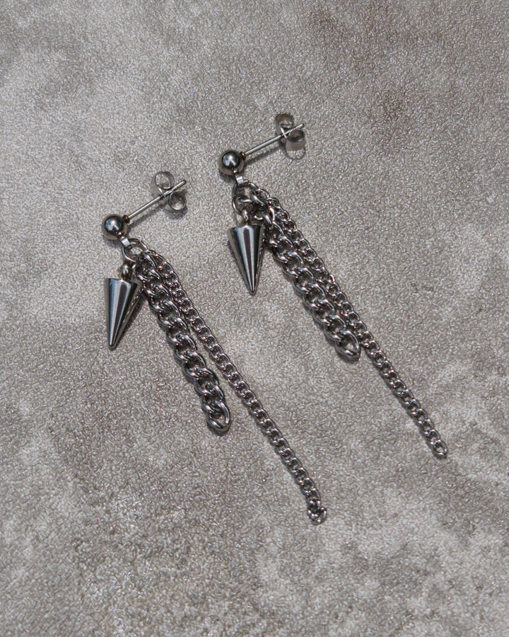 Double Chain Cone Earrings - Nikaneko