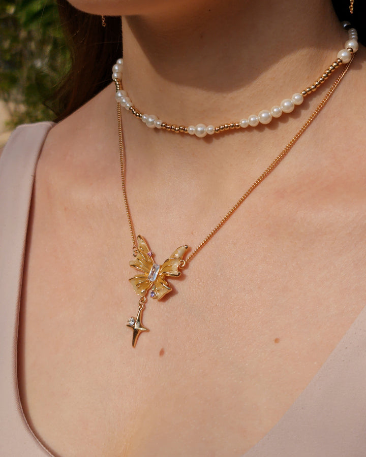Honey Butterfly Double Layer Necklace - Nikaneko