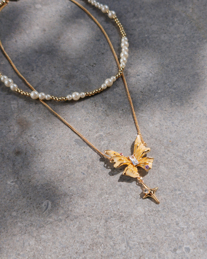 Honey Butterfly Double Layer Necklace - Nikaneko