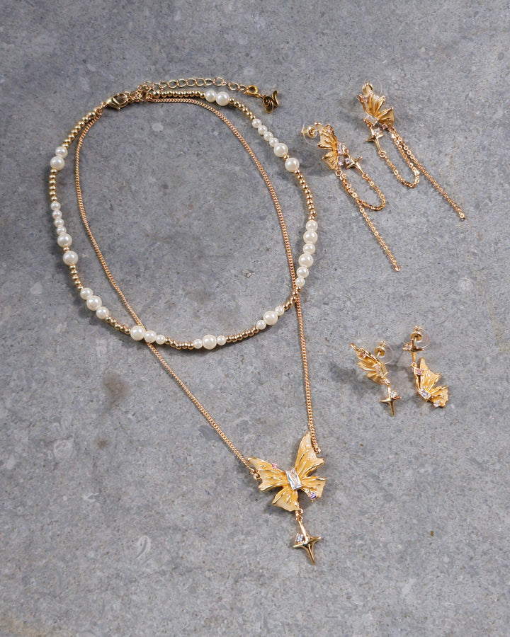 Honey Butterfly Double Layer Necklace - Nikaneko