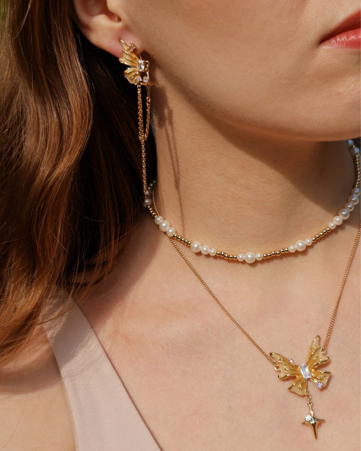 Honey Butterfly Double Layer Necklace - Nikaneko