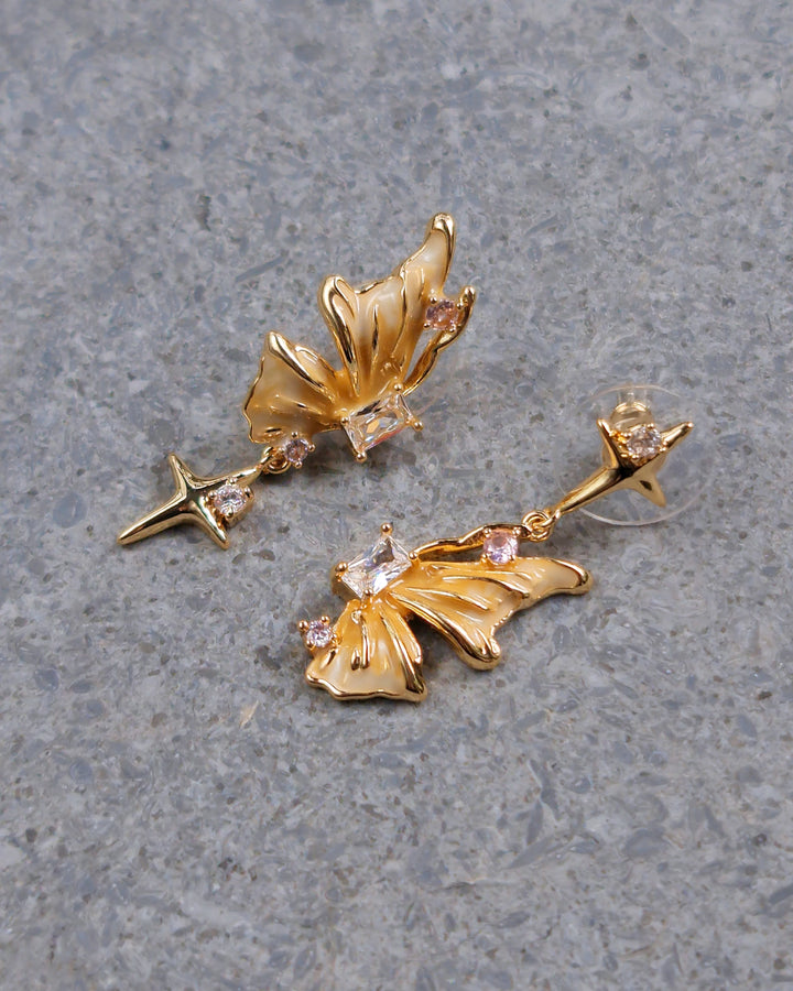 Honey Butterfly Mismatched Earrings - Nikaneko
