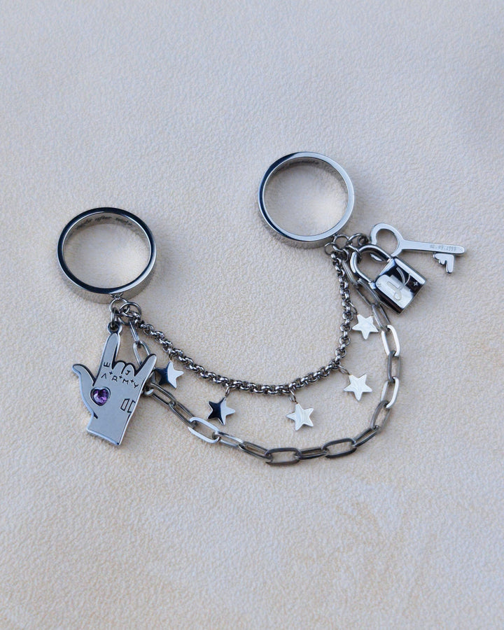 Nikaneko - Jungkook Inspired Double Chain Ring Eternal Seven