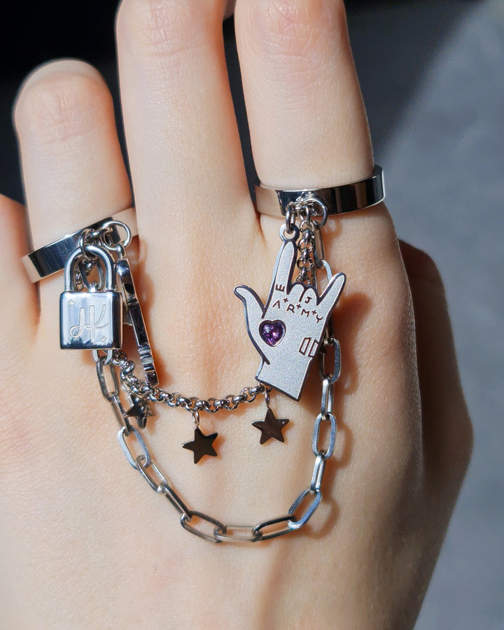 Nikaneko - Jungkook Inspired Double Chain Ring Eternal Seven