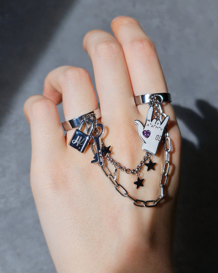 Nikaneko - Jungkook Inspired Double Chain Ring Eternal Seven 