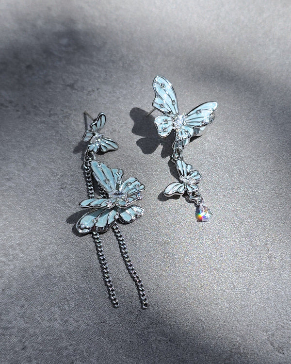 Minty Dew Butterfly Mismatched Earrings