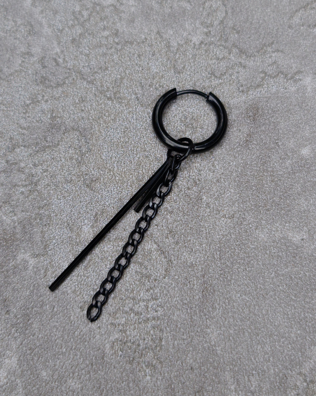 Mismatched Black Chain Rod Earrings