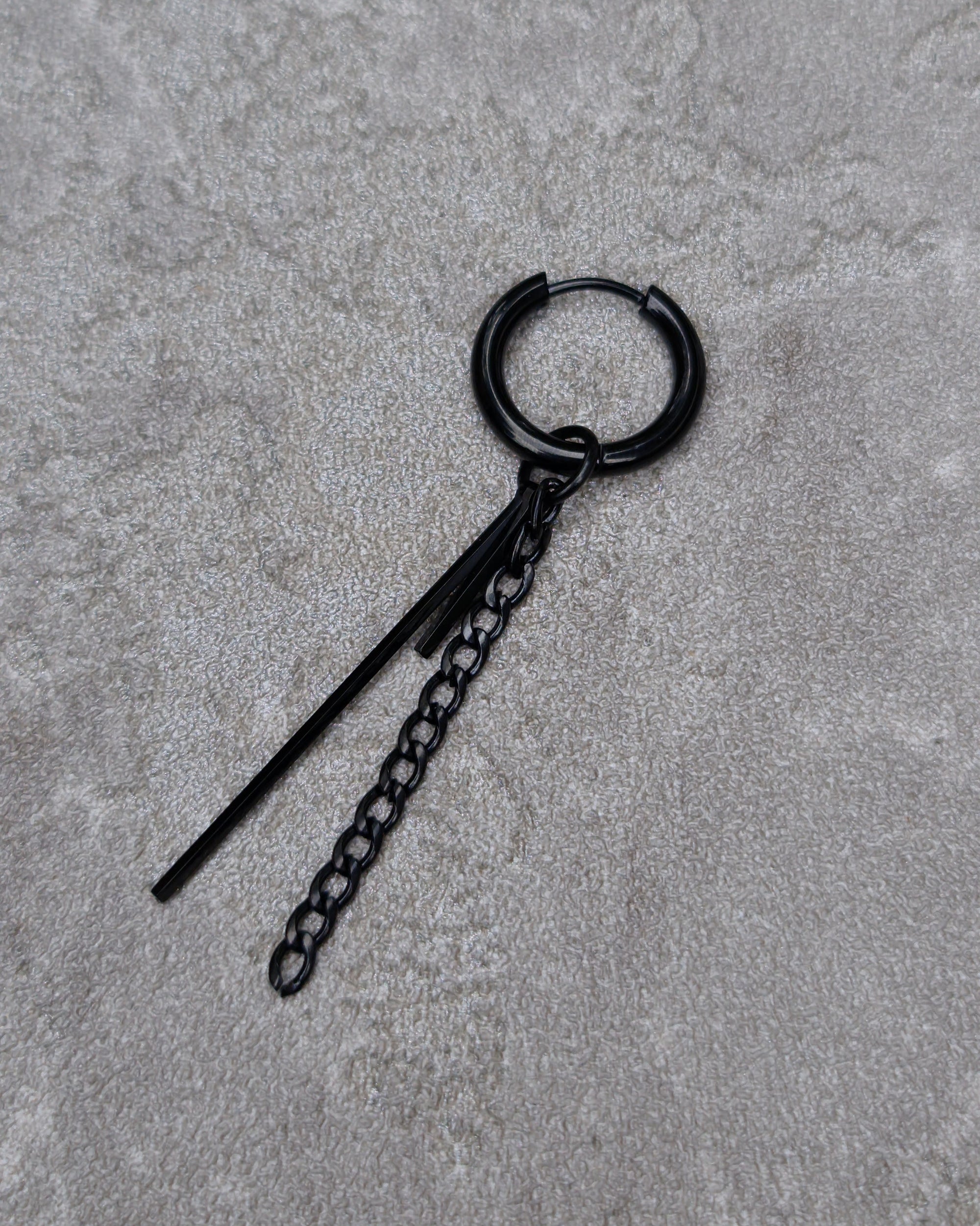 Mismatched Black Chain Rod Earrings