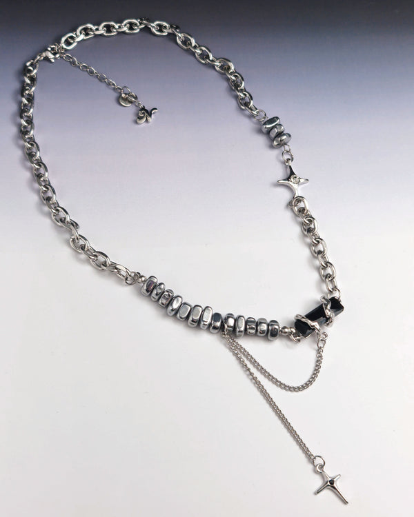 Nightfall Onyx Necklace Silver Rocks - Nikaneko