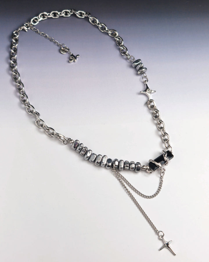 Nightfall Onyx Necklace Silver Rocks - Nikaneko
