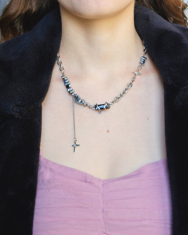 Nightfall Onyx Necklace Silver Rocks - Nikaneko