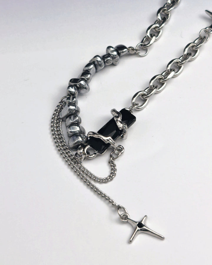 Nightfall Onyx Necklace Silver Rocks - Nikaneko