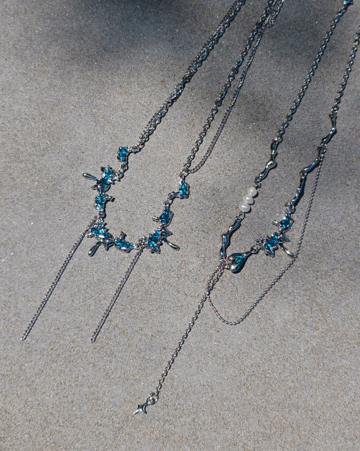 Ocean Blue Pearl Necklace - Nikaneko