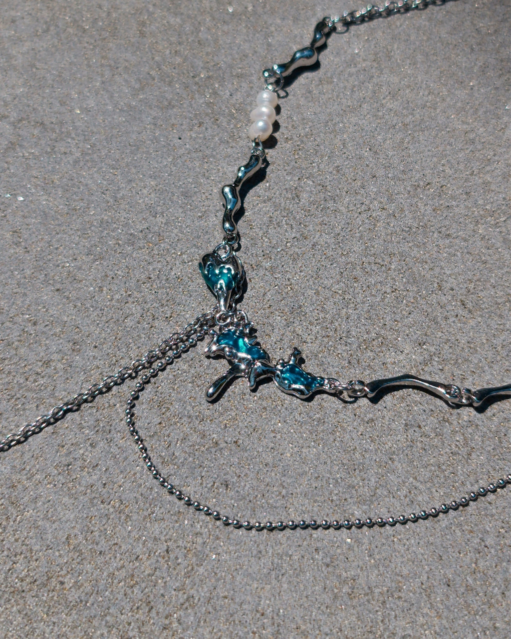 Ocean Blue Pearl Necklace - Nikaneko