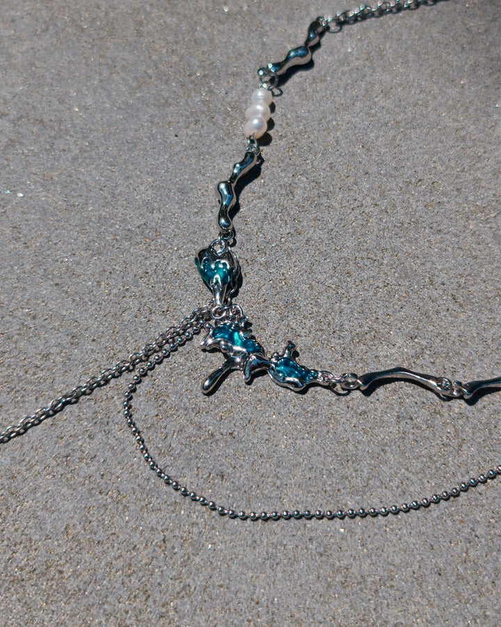 Ocean Blue Pearl Necklace - Nikaneko