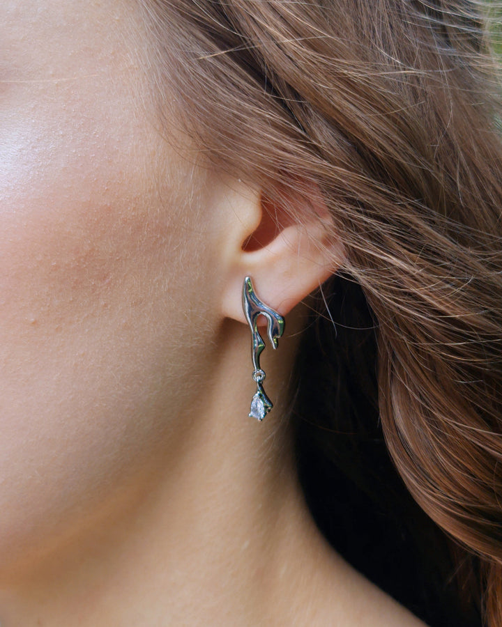 Silver Flame Mismatched Earrings - Nikaneko