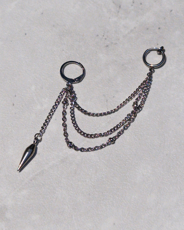 Triple Chain Spike Dangle and Drop Earring - Nikaneko