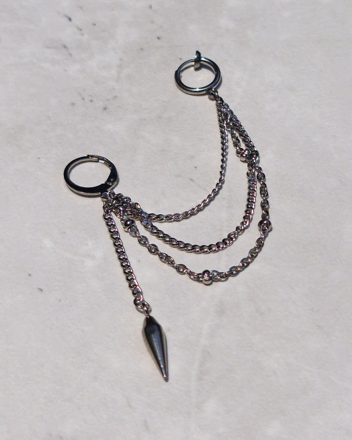 Triple Chain Spike Dangle and Drop Earring - Nikaneko