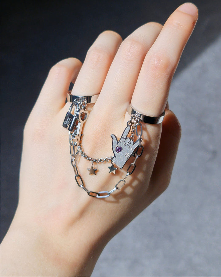 Nikaneko - Jungkook Inspired Double Chain Ring Eternal Seven