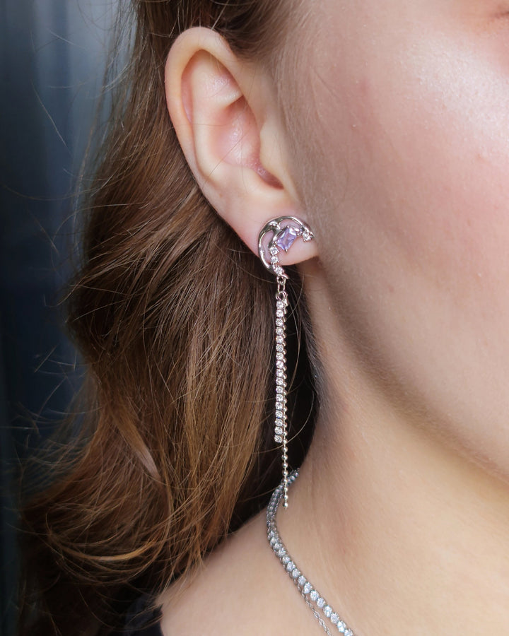 Lavender Moon Mismatched Earrings - Nikaneko