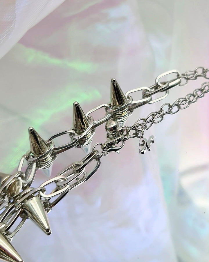 Rainbow Heart Spiky Chain Necklace - Nikaneko
