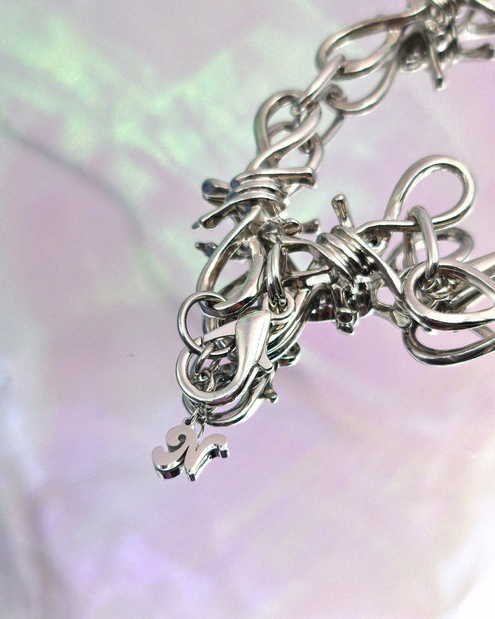Silver Heart Spiky Chain Necklace - Nikaneko